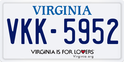 VA license plate VKK5952