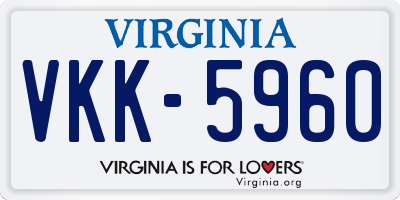 VA license plate VKK5960