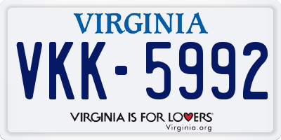 VA license plate VKK5992