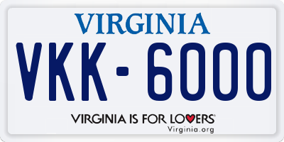 VA license plate VKK6000