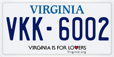 VA license plate VKK6002