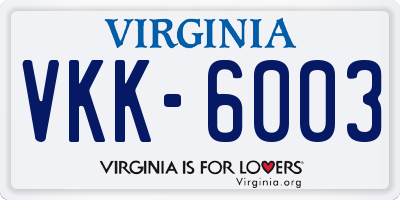 VA license plate VKK6003
