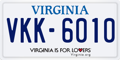 VA license plate VKK6010