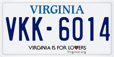 VA license plate VKK6014