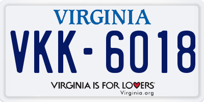 VA license plate VKK6018