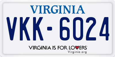VA license plate VKK6024