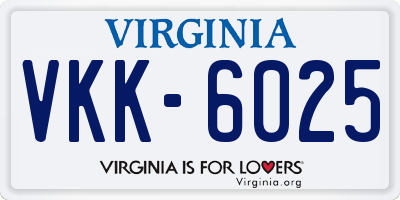 VA license plate VKK6025