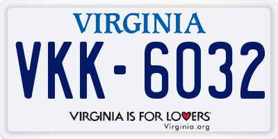 VA license plate VKK6032