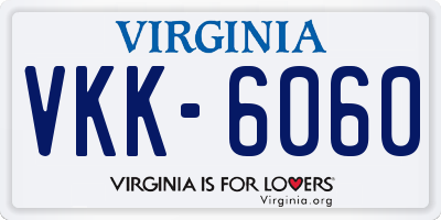 VA license plate VKK6060