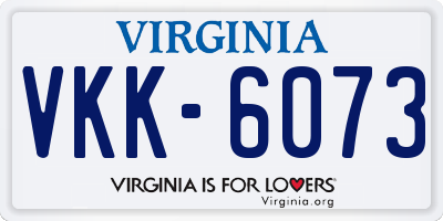 VA license plate VKK6073