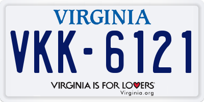 VA license plate VKK6121