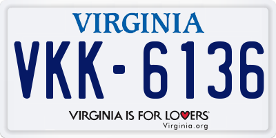 VA license plate VKK6136