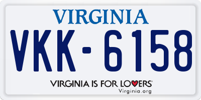 VA license plate VKK6158