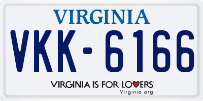 VA license plate VKK6166