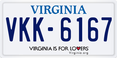 VA license plate VKK6167