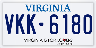 VA license plate VKK6180