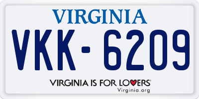 VA license plate VKK6209