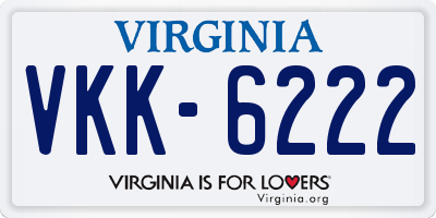 VA license plate VKK6222