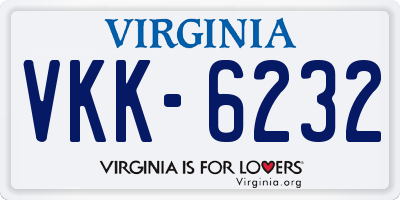 VA license plate VKK6232