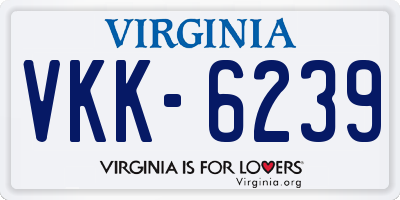VA license plate VKK6239