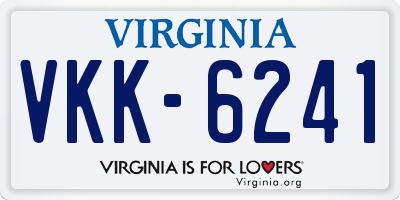 VA license plate VKK6241