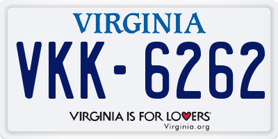 VA license plate VKK6262