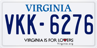 VA license plate VKK6276