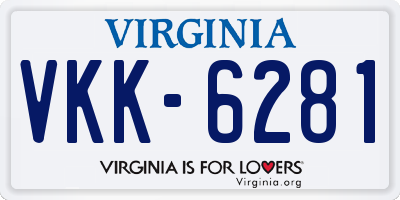 VA license plate VKK6281