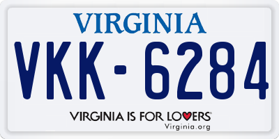 VA license plate VKK6284