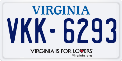 VA license plate VKK6293