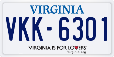 VA license plate VKK6301