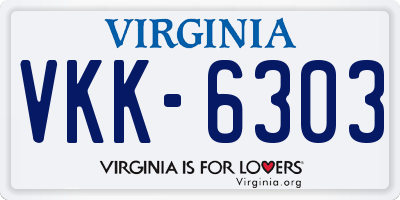 VA license plate VKK6303