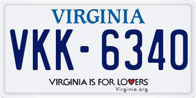 VA license plate VKK6340