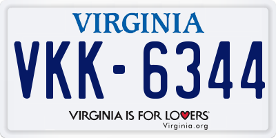 VA license plate VKK6344