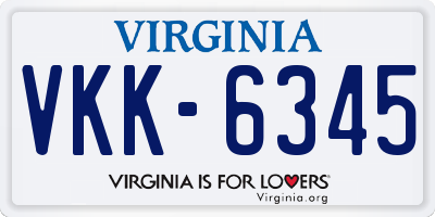 VA license plate VKK6345
