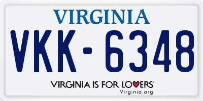 VA license plate VKK6348