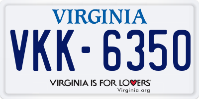 VA license plate VKK6350