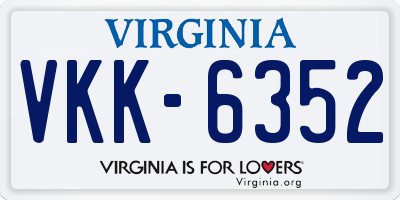 VA license plate VKK6352