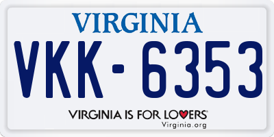 VA license plate VKK6353