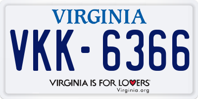 VA license plate VKK6366