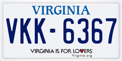 VA license plate VKK6367