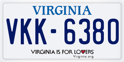 VA license plate VKK6380