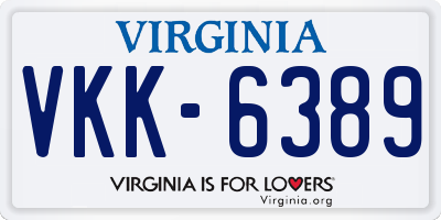 VA license plate VKK6389