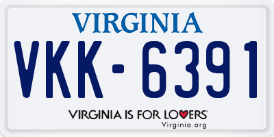 VA license plate VKK6391