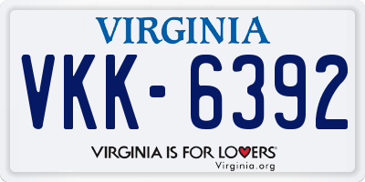 VA license plate VKK6392