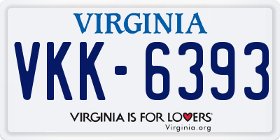 VA license plate VKK6393