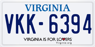 VA license plate VKK6394