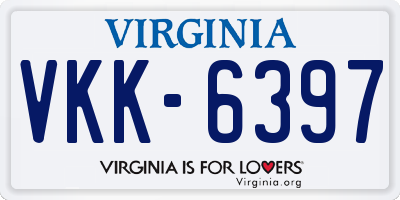 VA license plate VKK6397