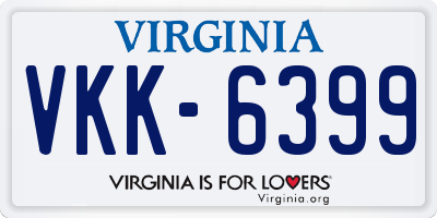 VA license plate VKK6399