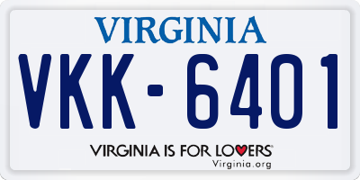 VA license plate VKK6401